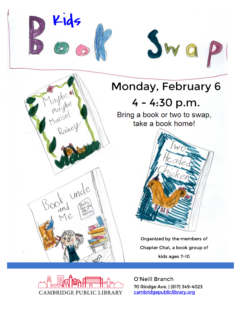 Kids Book Swap O Neill Cambridge Public Library Calendar Cambridge Public Library