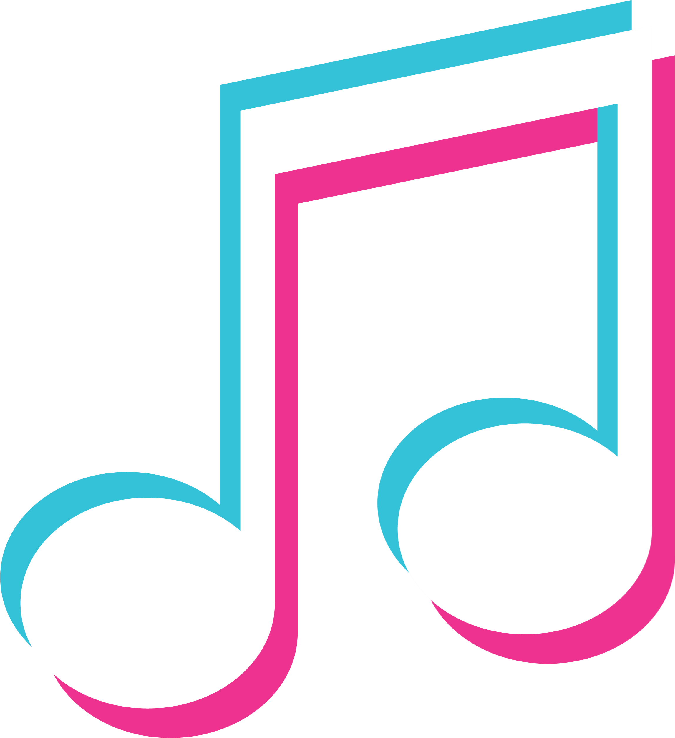 Icons - Music Note - White Pink Aqua