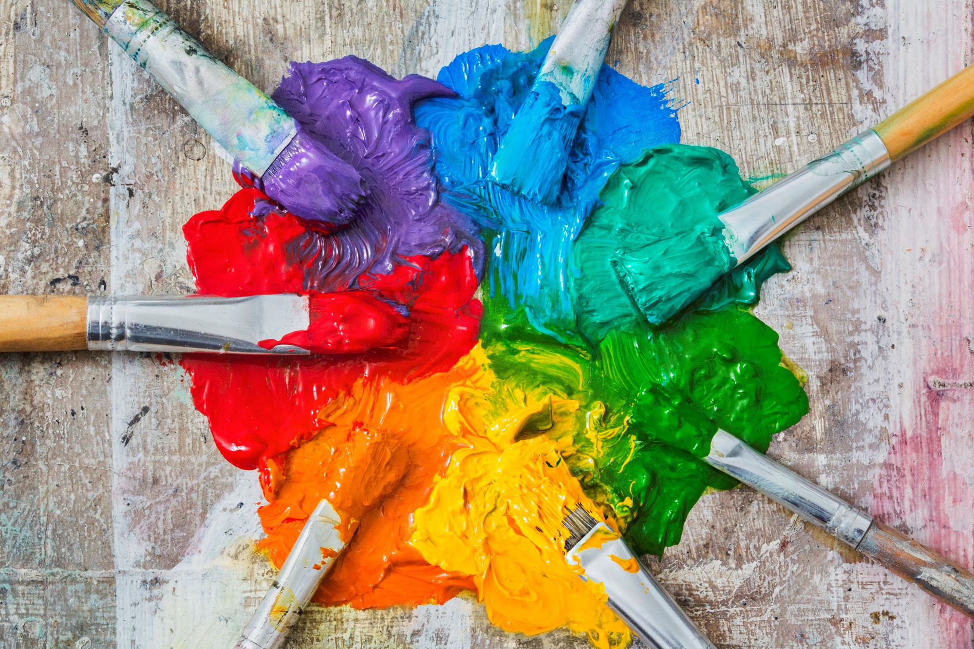 Color Mixing With Oil Paints And Brushes