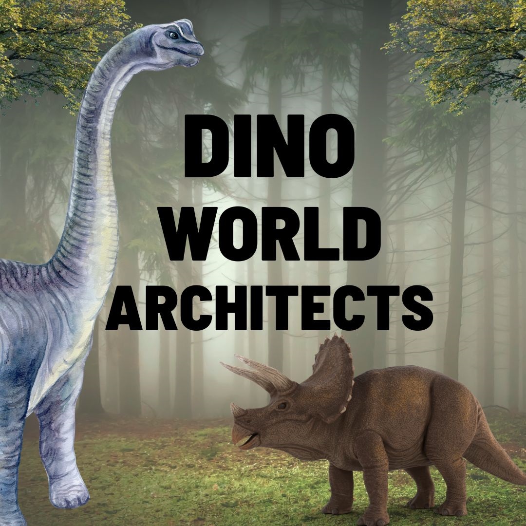 Painting of two dinosaurs standing in a clearing