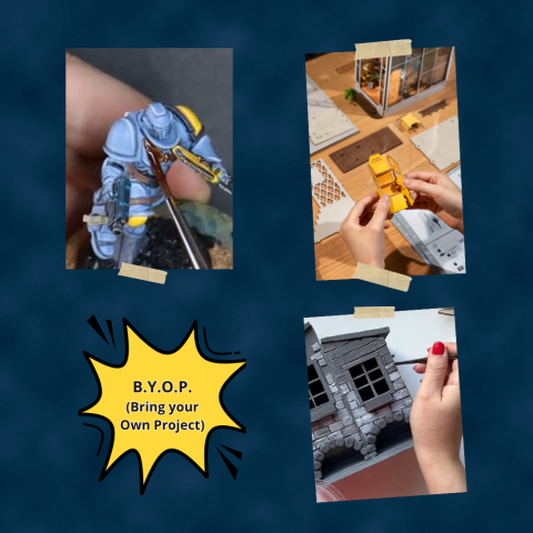 Close-up photos of people working on miniature models