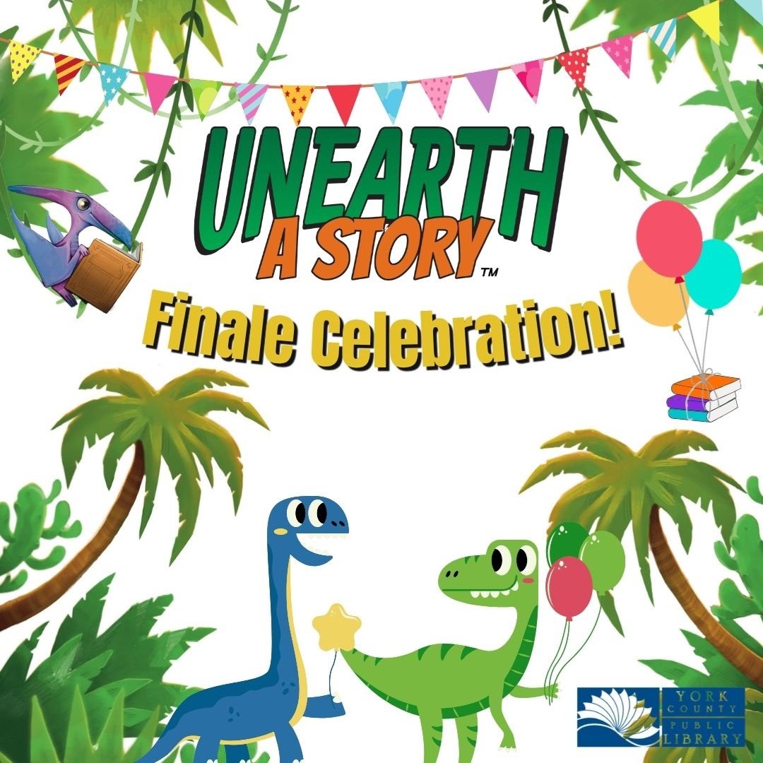Cartoon dinosaurs celebrating with trees