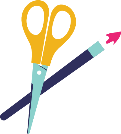 Icons - Scissors and Paint Brush - Blue