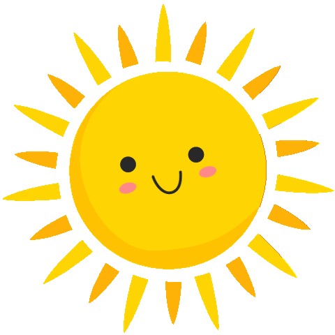 Animated image of a sun with a happy face on it. The rays are spinning around the center.