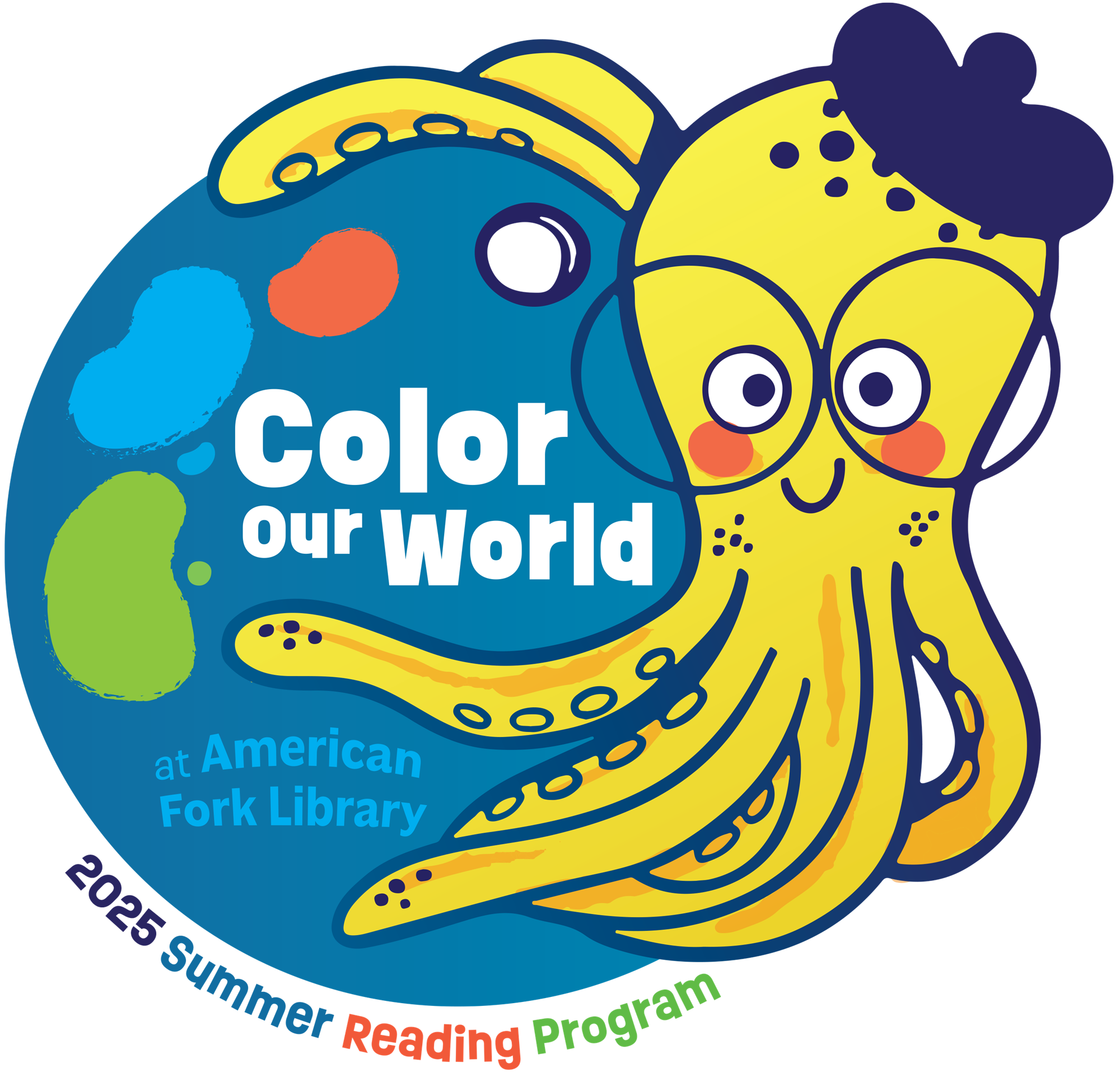colorful octopus in beret holding a paint palette