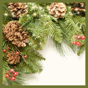 pine boughs and cones with berries