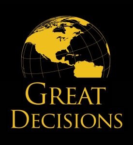 A globe with the words Great Decisions.