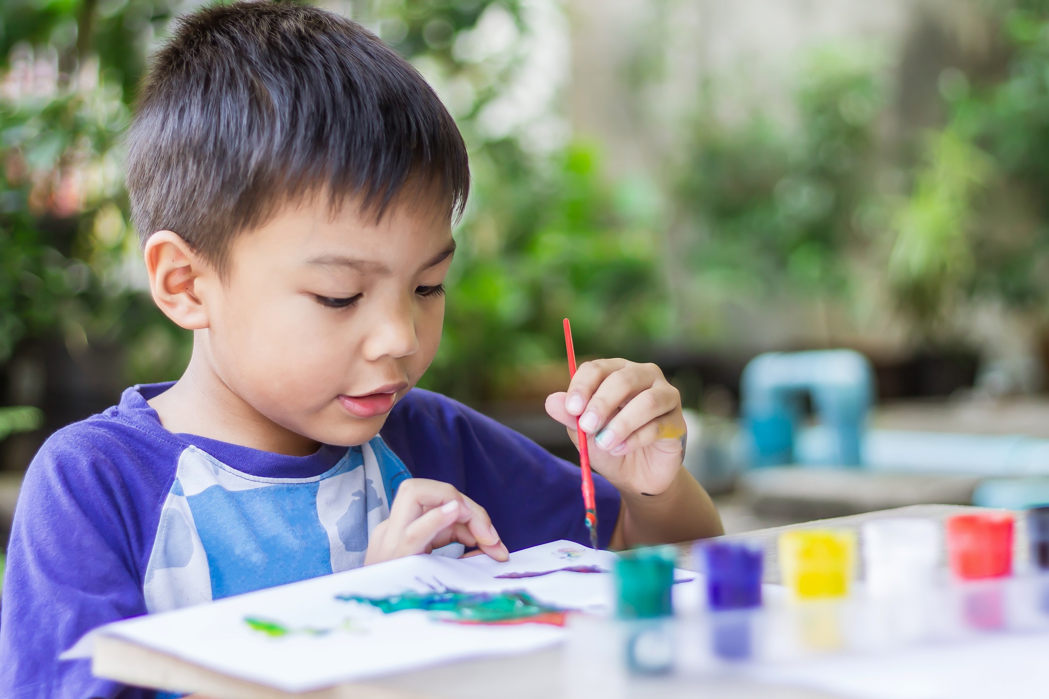 Cute Little Boy Painting Art