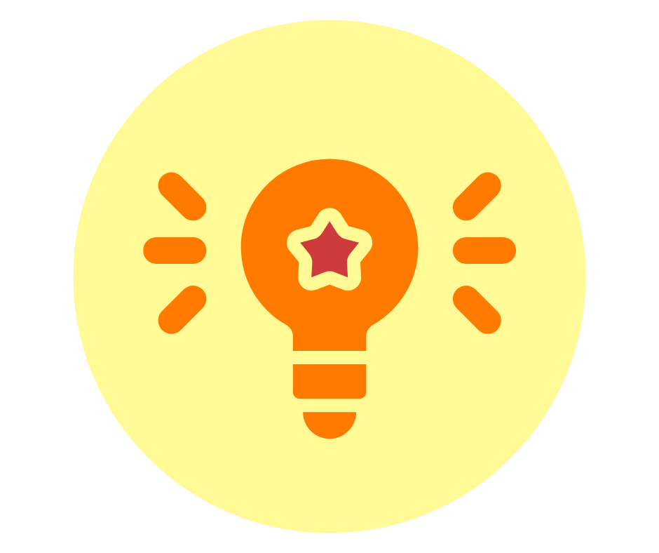 A lightbulb icon in a circle