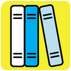 Three books illustrated icon.