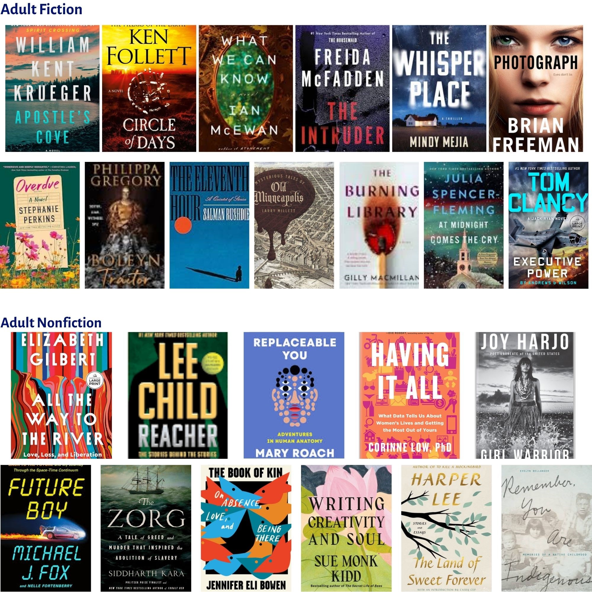 Graphic of book covers to be released in Fall 2025