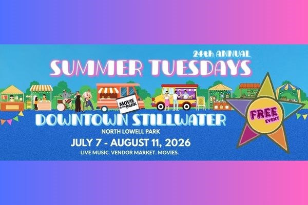 Graphic of vendor booths set up in park on a summer day
