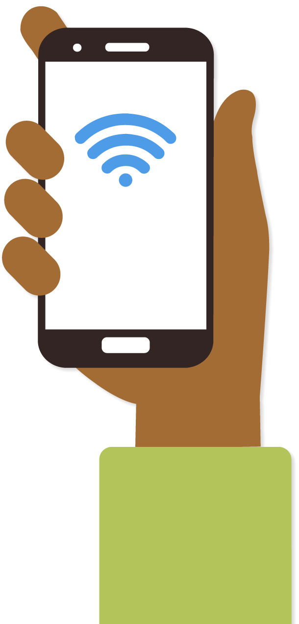 graphic of a cellphone showing internet signal