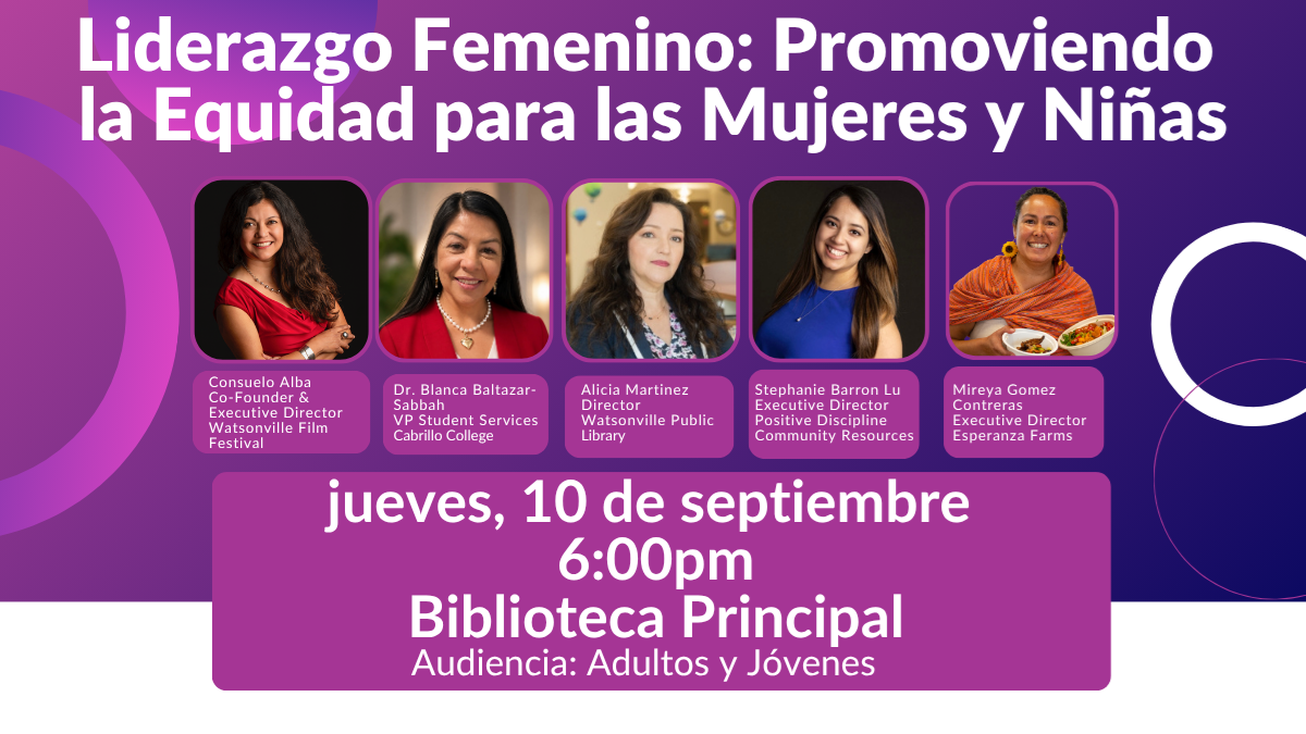 Programa: Liderazgo de las mujeres para el 10 de septiembre de 6-8pm.