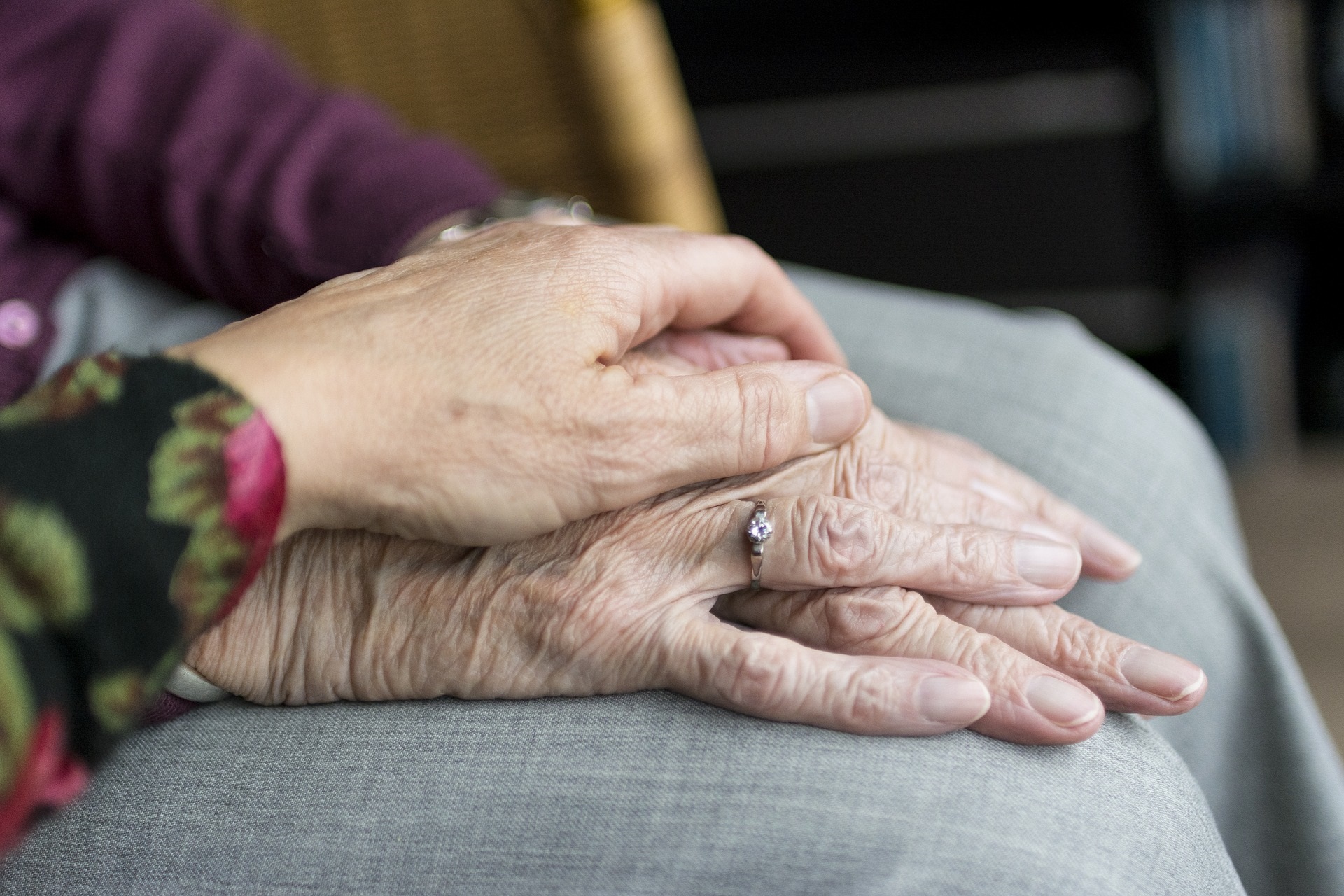 Seniors citizens elderly female woman hands older holding