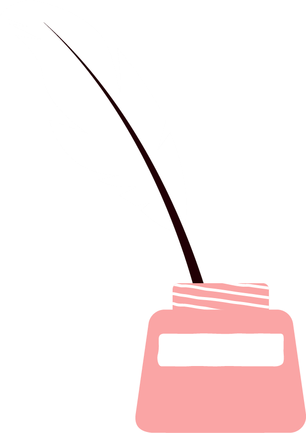 Clip art of a quill and ink set. 