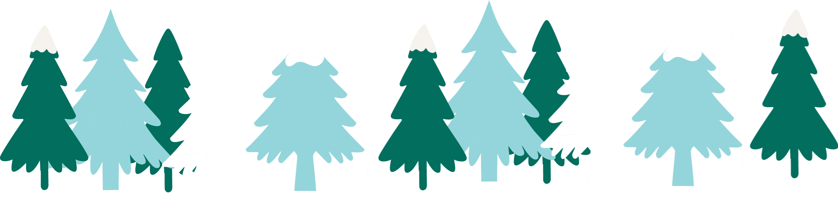 Icons - Row of Winter Trees - Green White Blue White