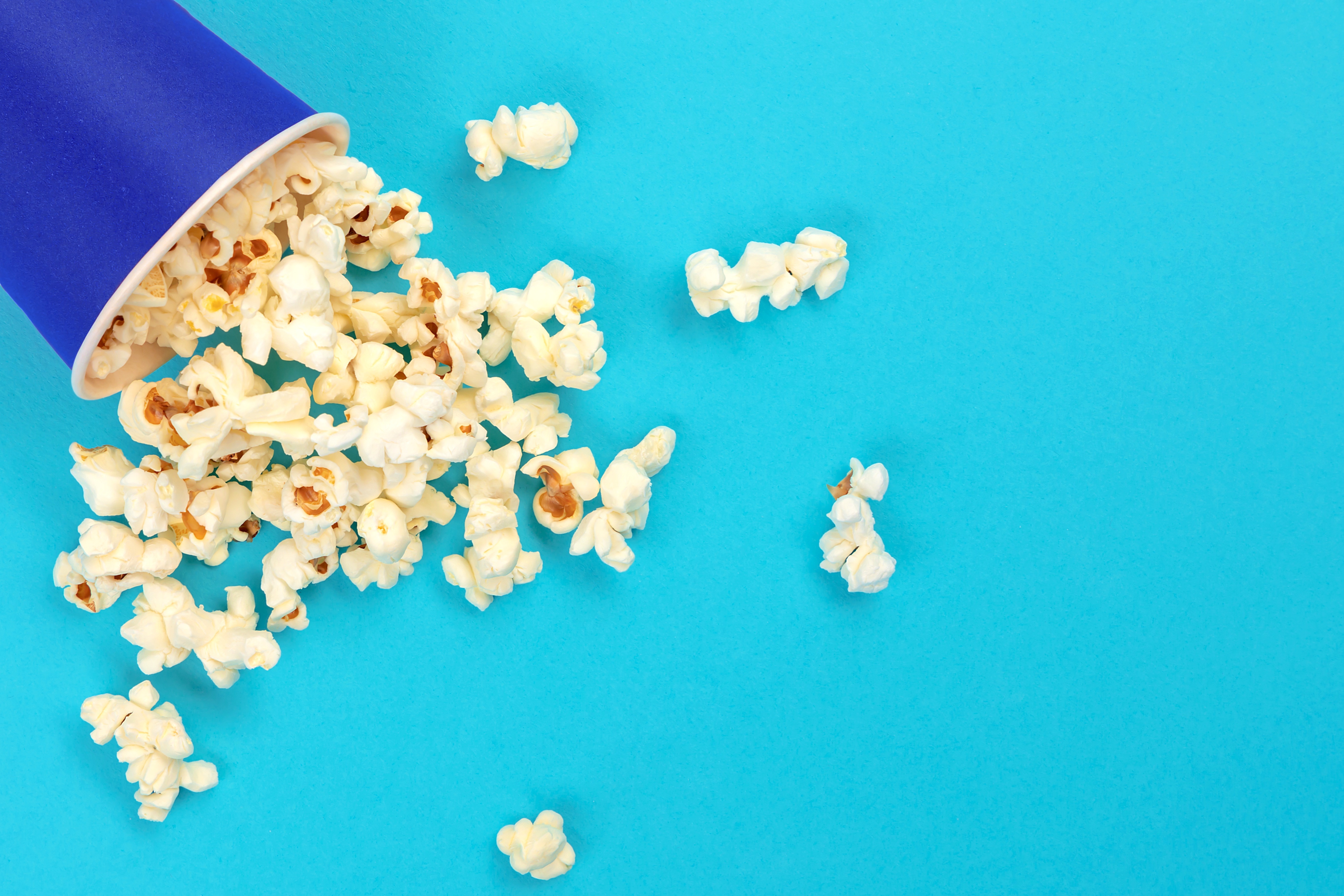 Popcorn on Blue Background