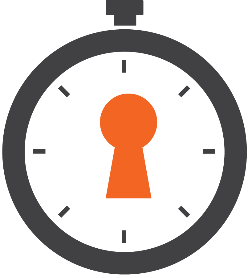 Icons - Stopwatch with Keyhole - Dark Gray Orange