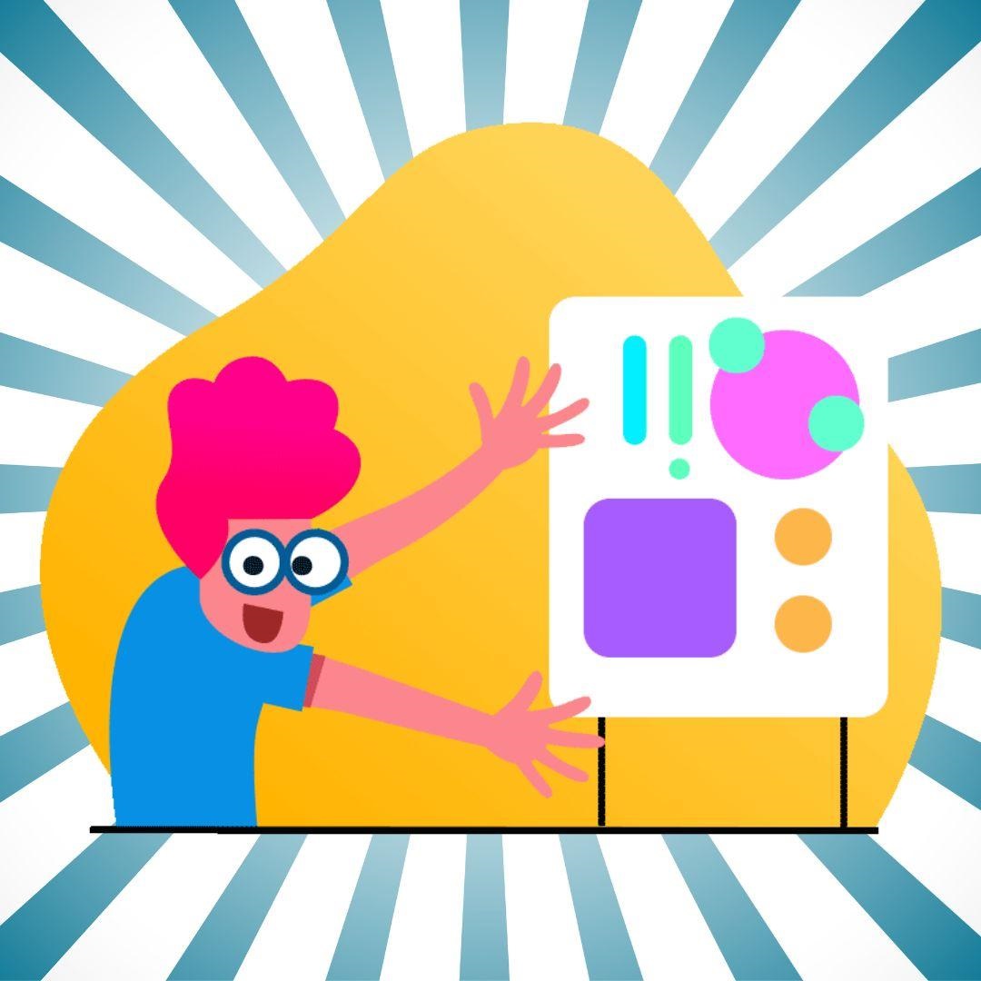 Person gestures ecstatically at a presentation with charts