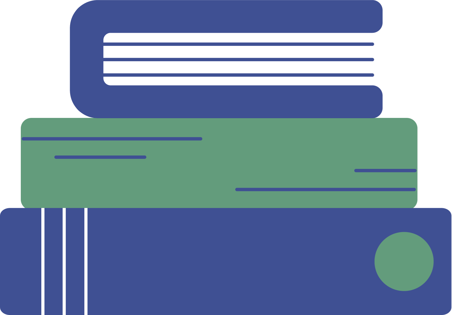 Icons - Stack of Three Books - Purple Green