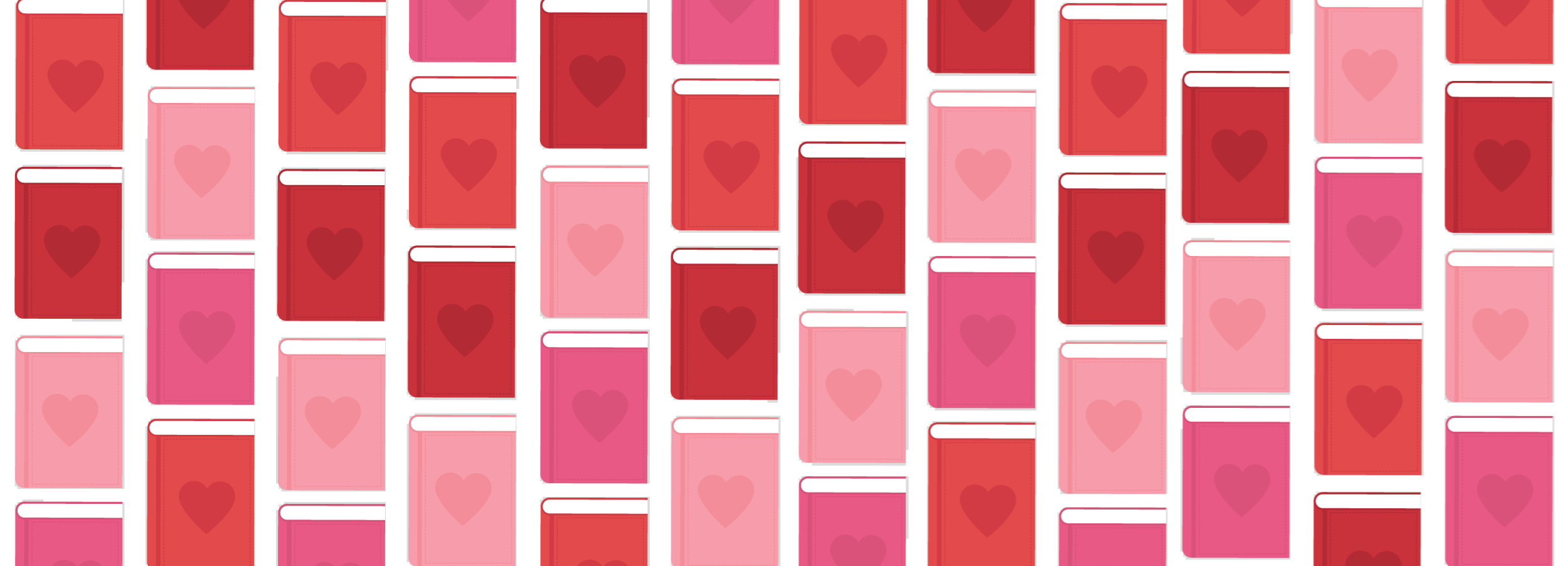 E-blast Header_Valentine's Day - Books Hearts Patterns - Red Pink