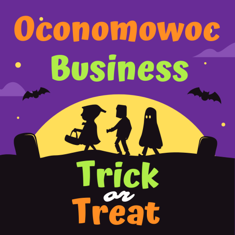 Costumed kids trick or treating.