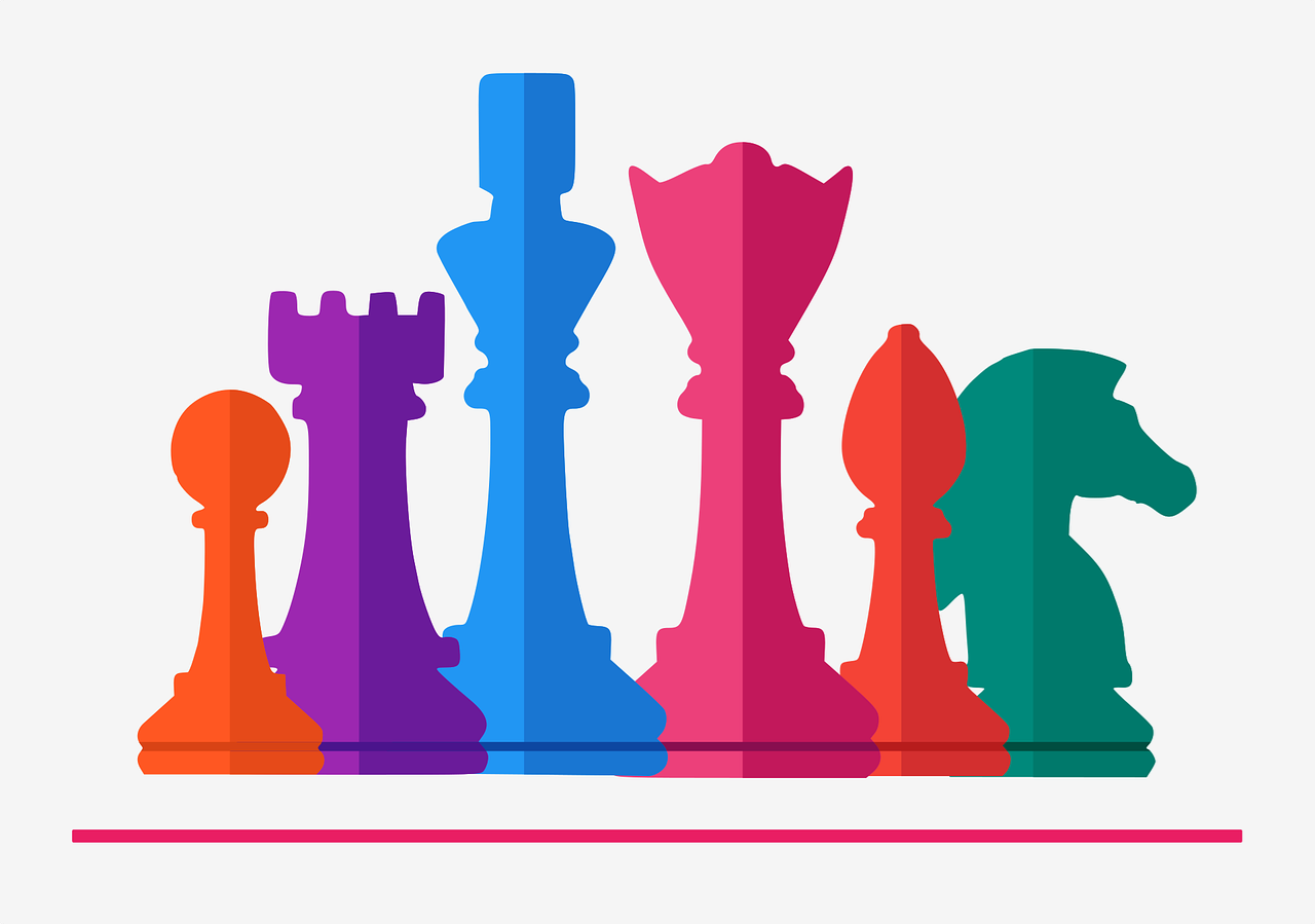 Chess pieces games board