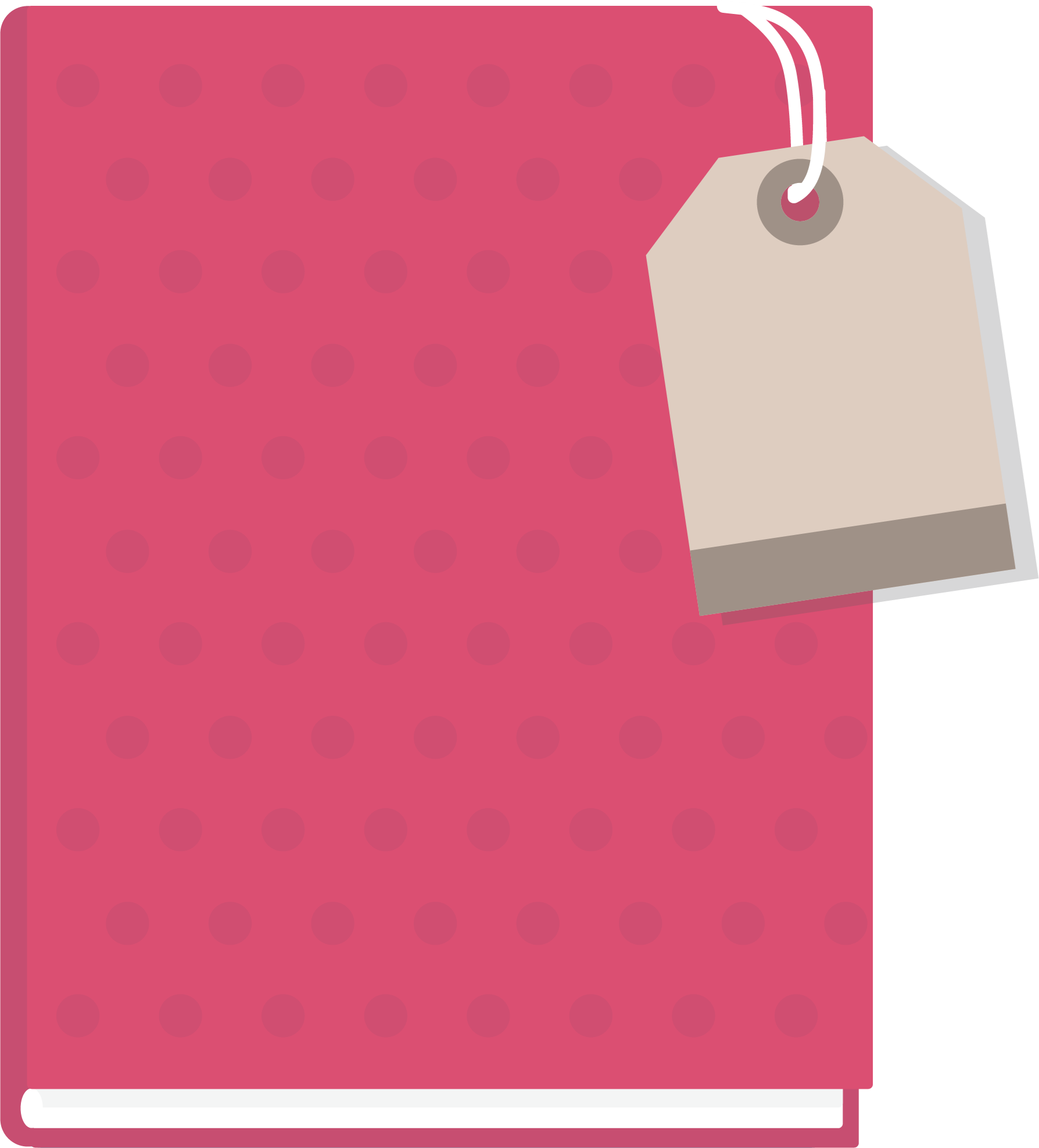 Icons - Book with Sale Tag - Pink Dots
