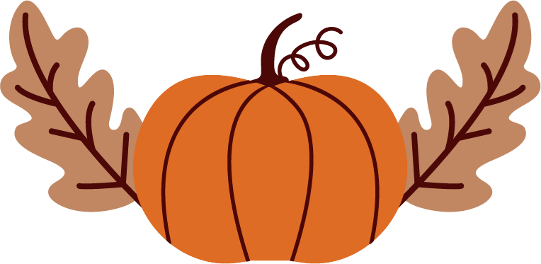 Pumpkin with Two Brown Leaves on the Sides