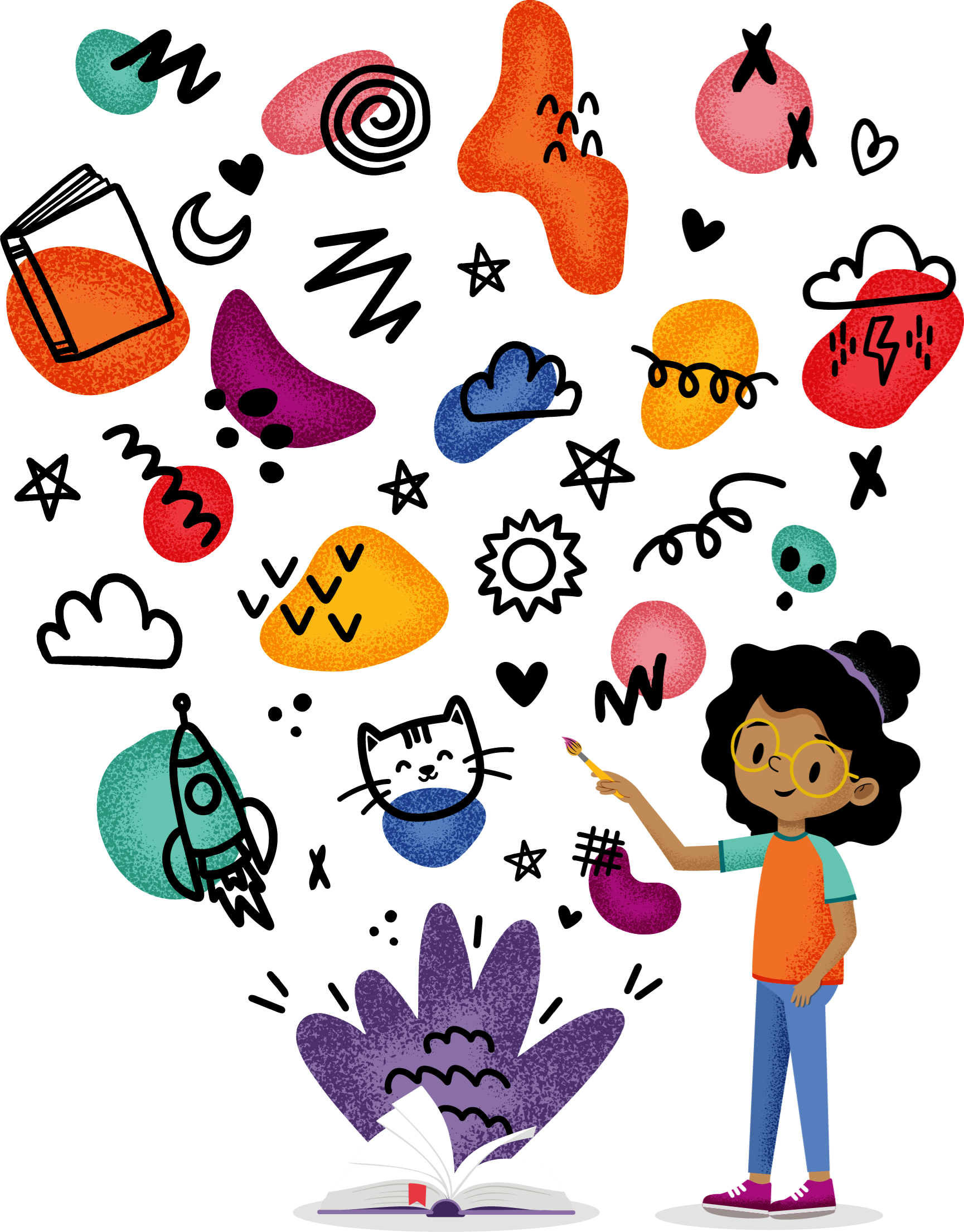 Icons - Doodles with Book and Artist