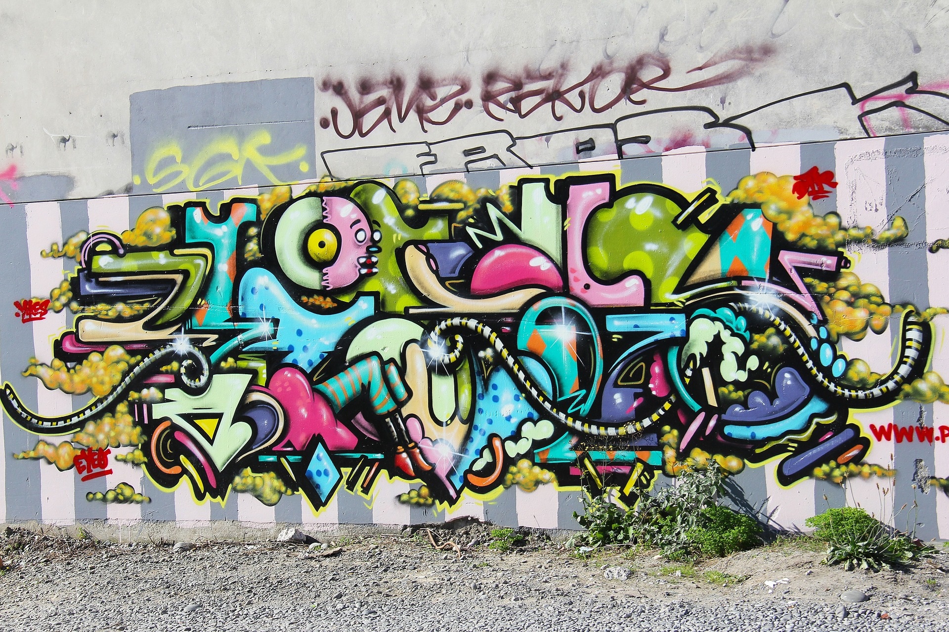 Colorful Abstract Graffiti on a Wall in Christchurch