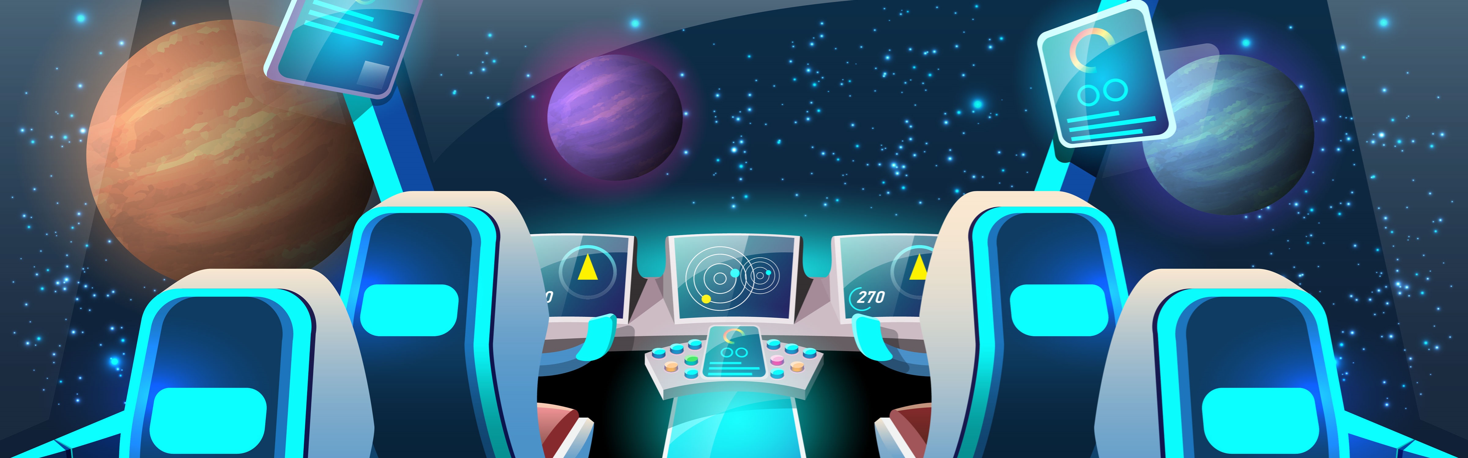 Interior of cartoon spaceship