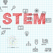 STEM lettering on graph paper.