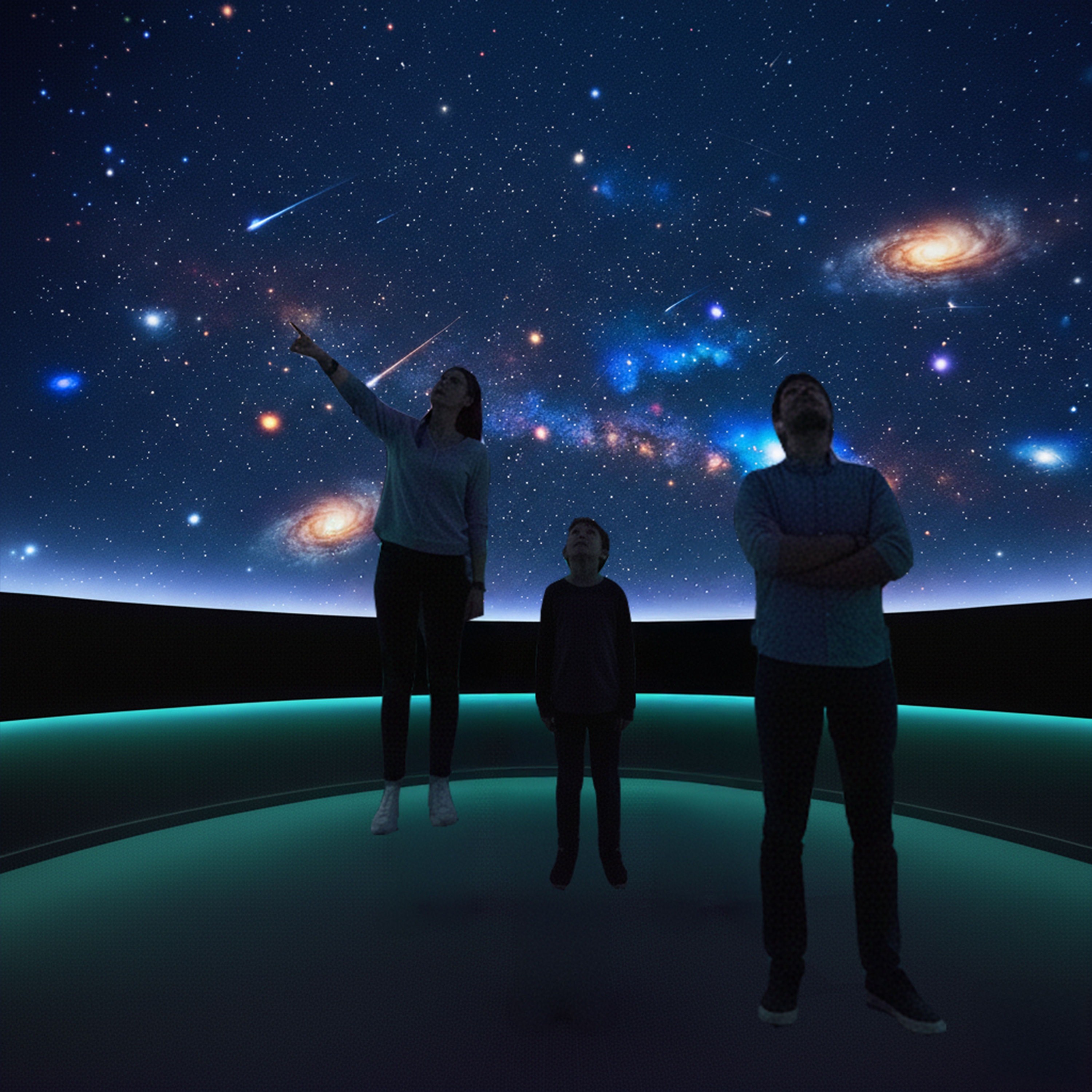 family looking at stars