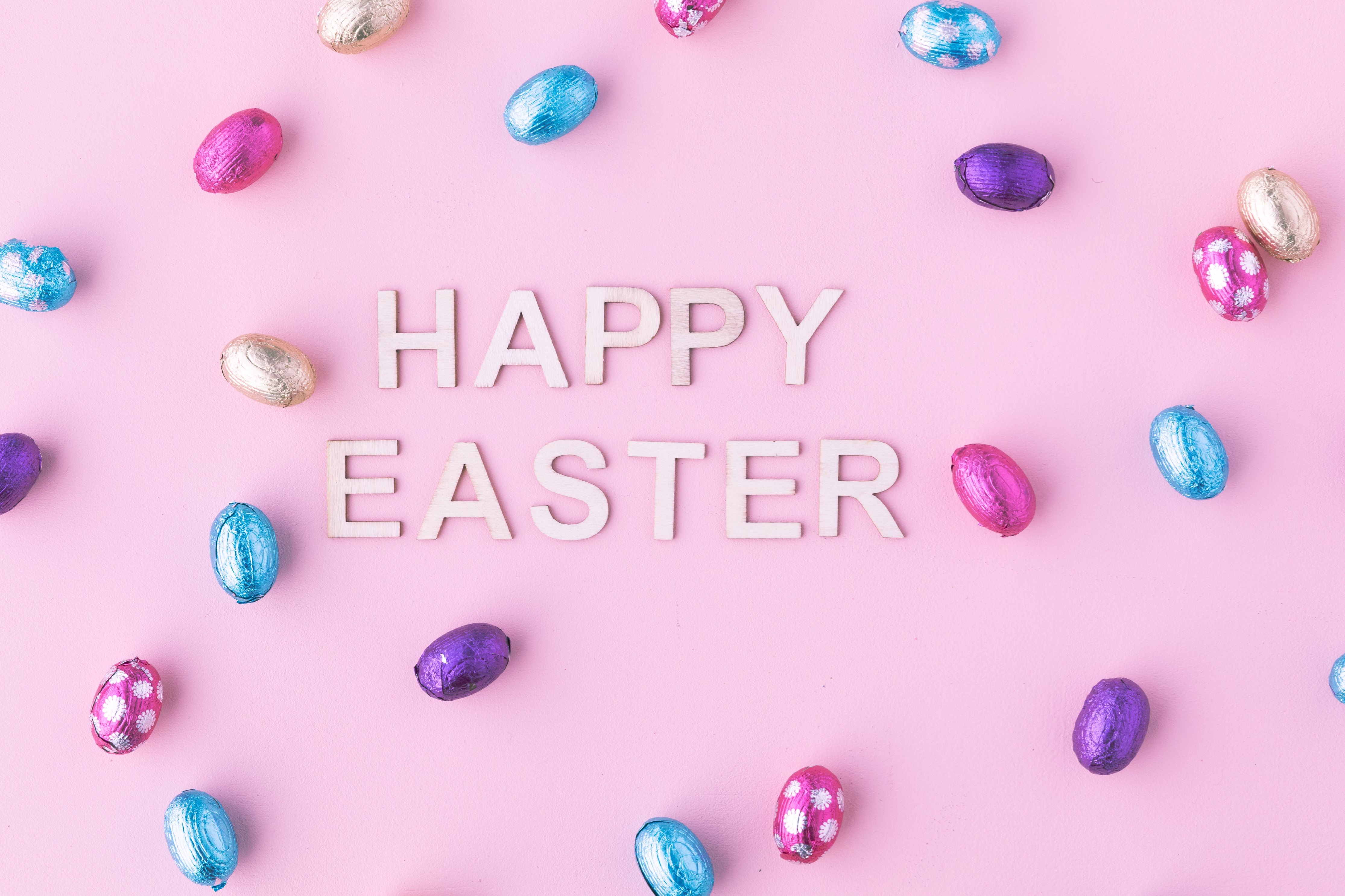 Happy Easter Message with Chocolate Eggs