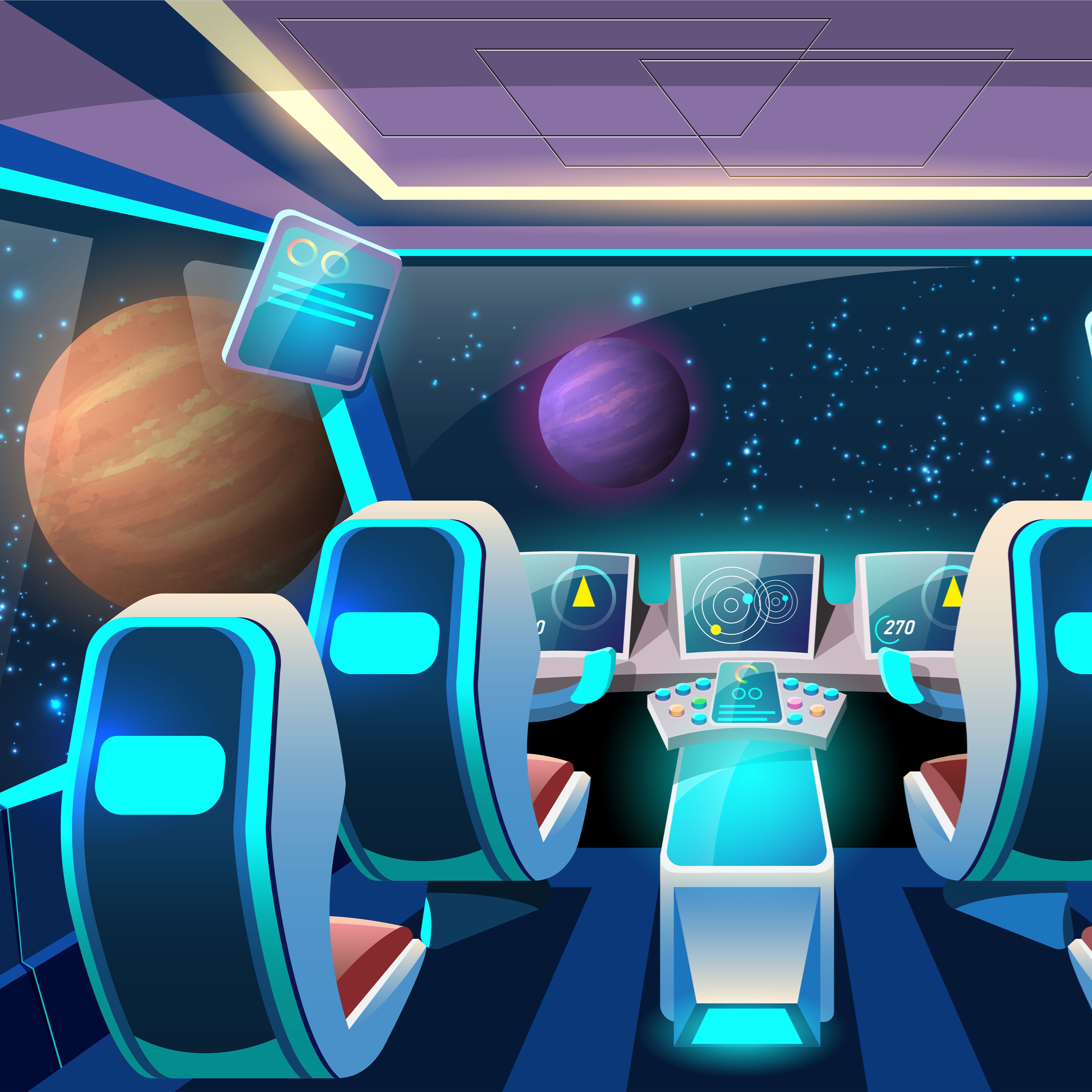 interior of a cartoon spaceship 