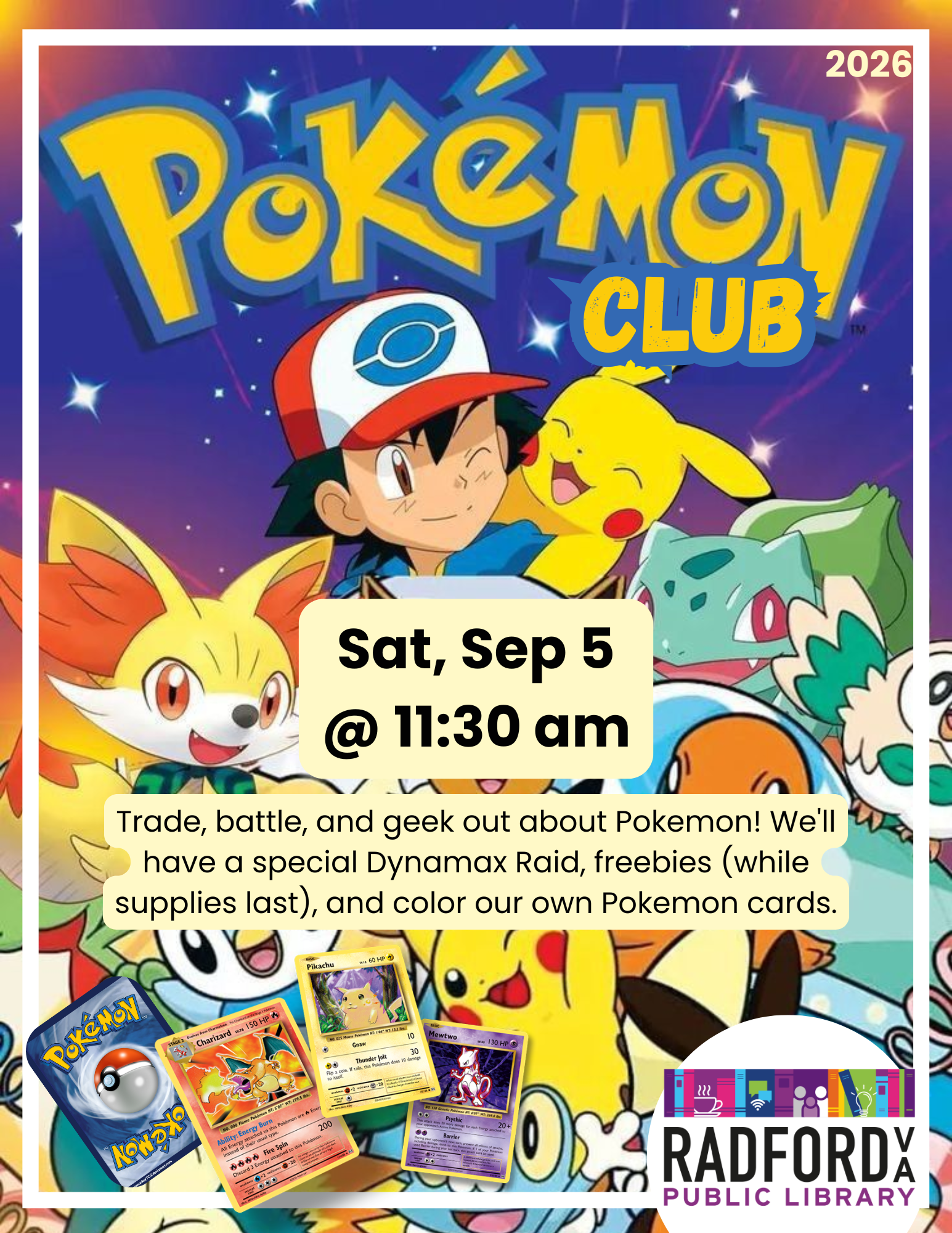 Pokemon Club Saturday September 5 at 11:30 AM