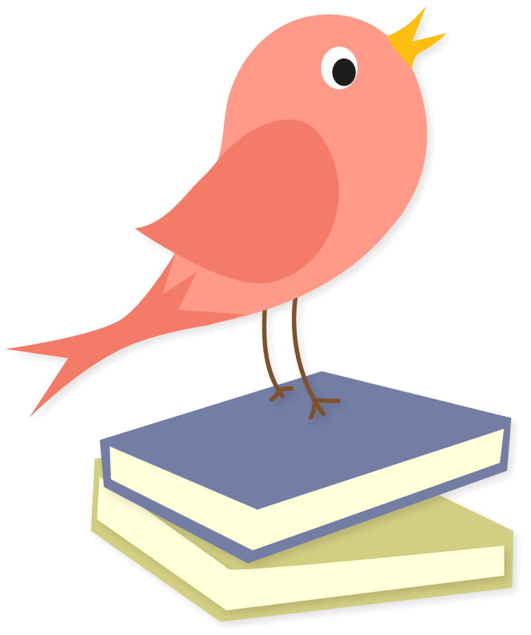 Icons - Bird Standing on Top of Books