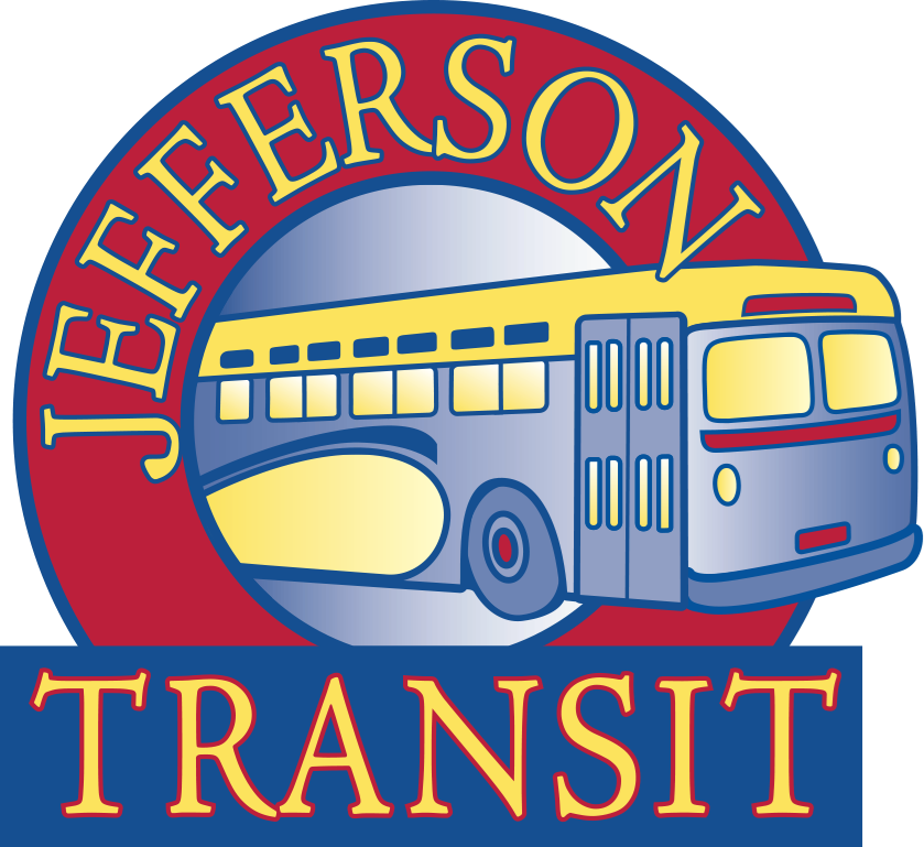 jefferson transit logo with bus red and blue