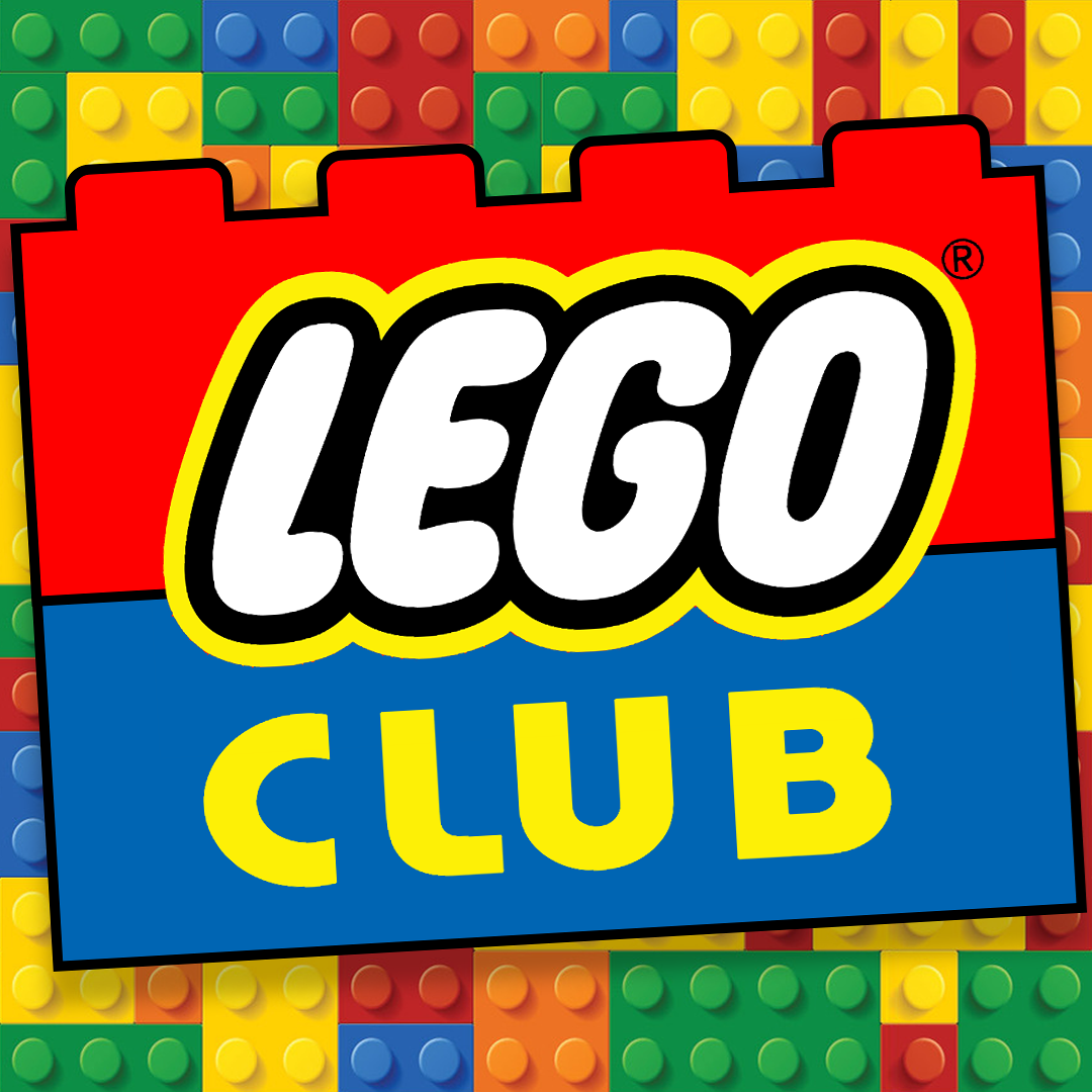 Lego Club logo with legos behind text