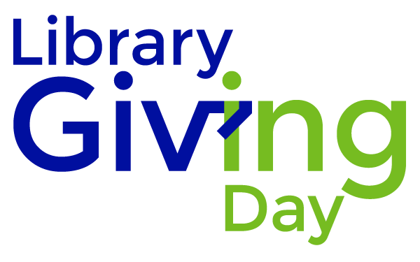 Library Giving Day Logo - Blue and Green Stacked