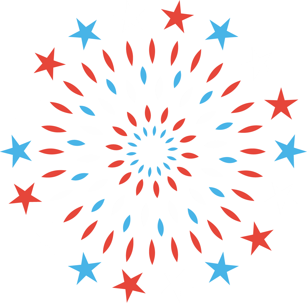 Icons - Firework with Stars - Red White Blue