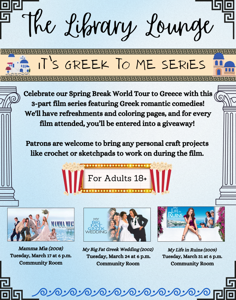 Library lounge It's all Greek to me movie series poster