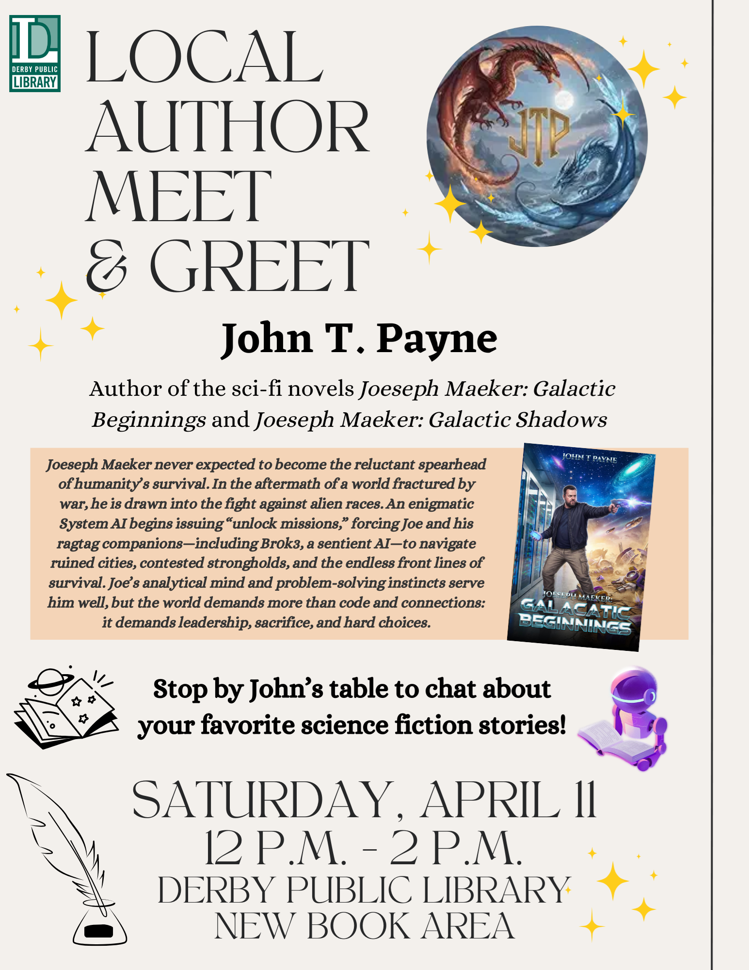 Local author event poster