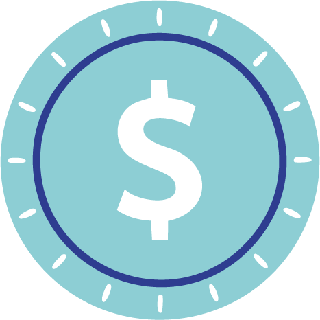 Icons - Circle Coin with Dollar Sign - Light Blue