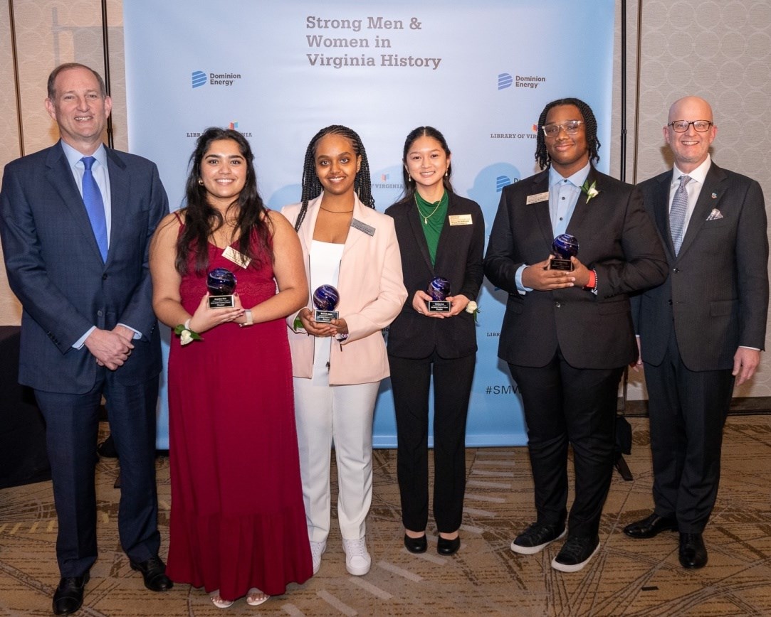 Student finalists in 2025 Strong Men and Women in VA contest with their awards. 