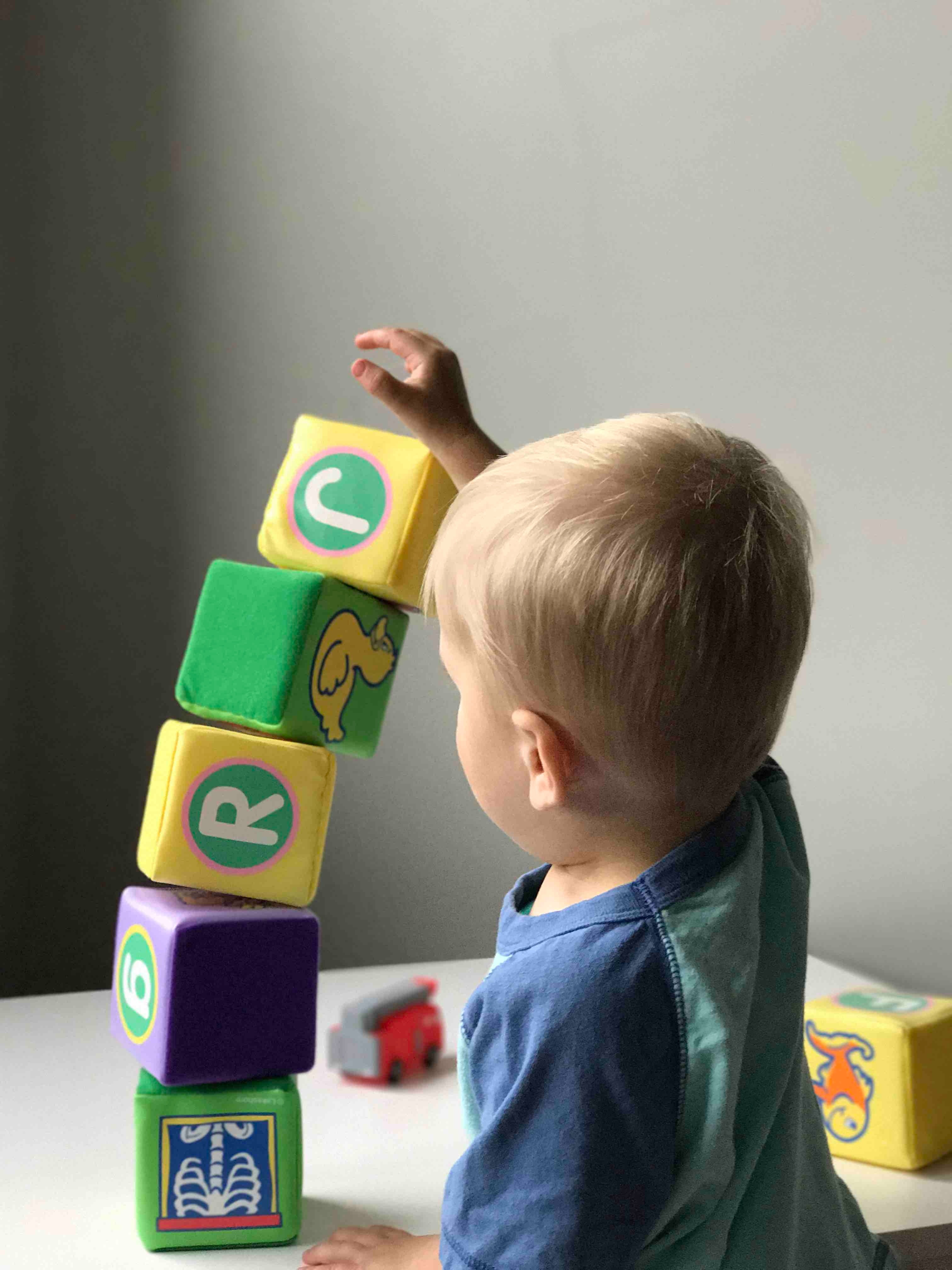 Baby Toddler Playing With Blocks