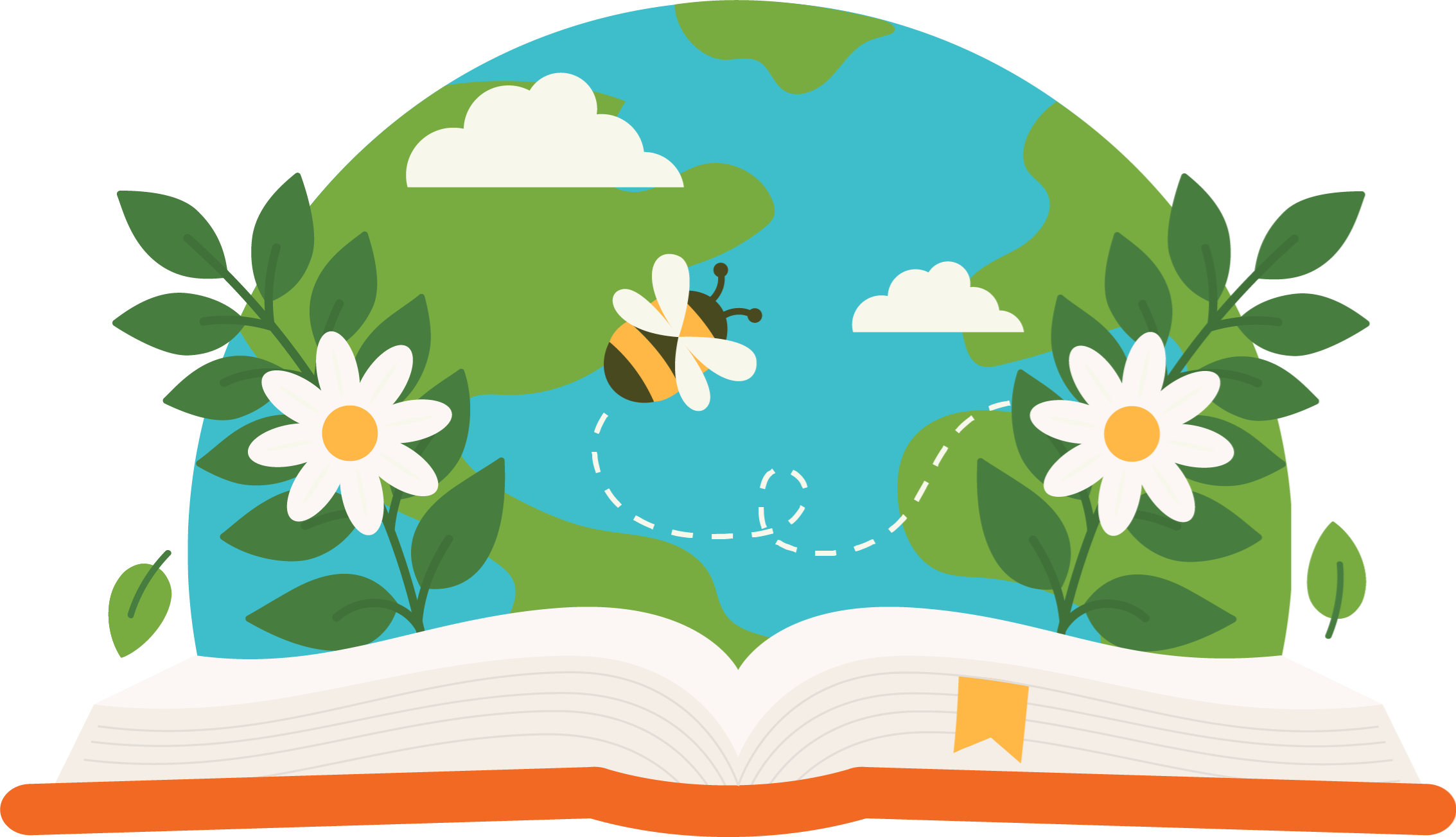 Icons - Earth Day Book No Sun - Blue Green Yellow Red