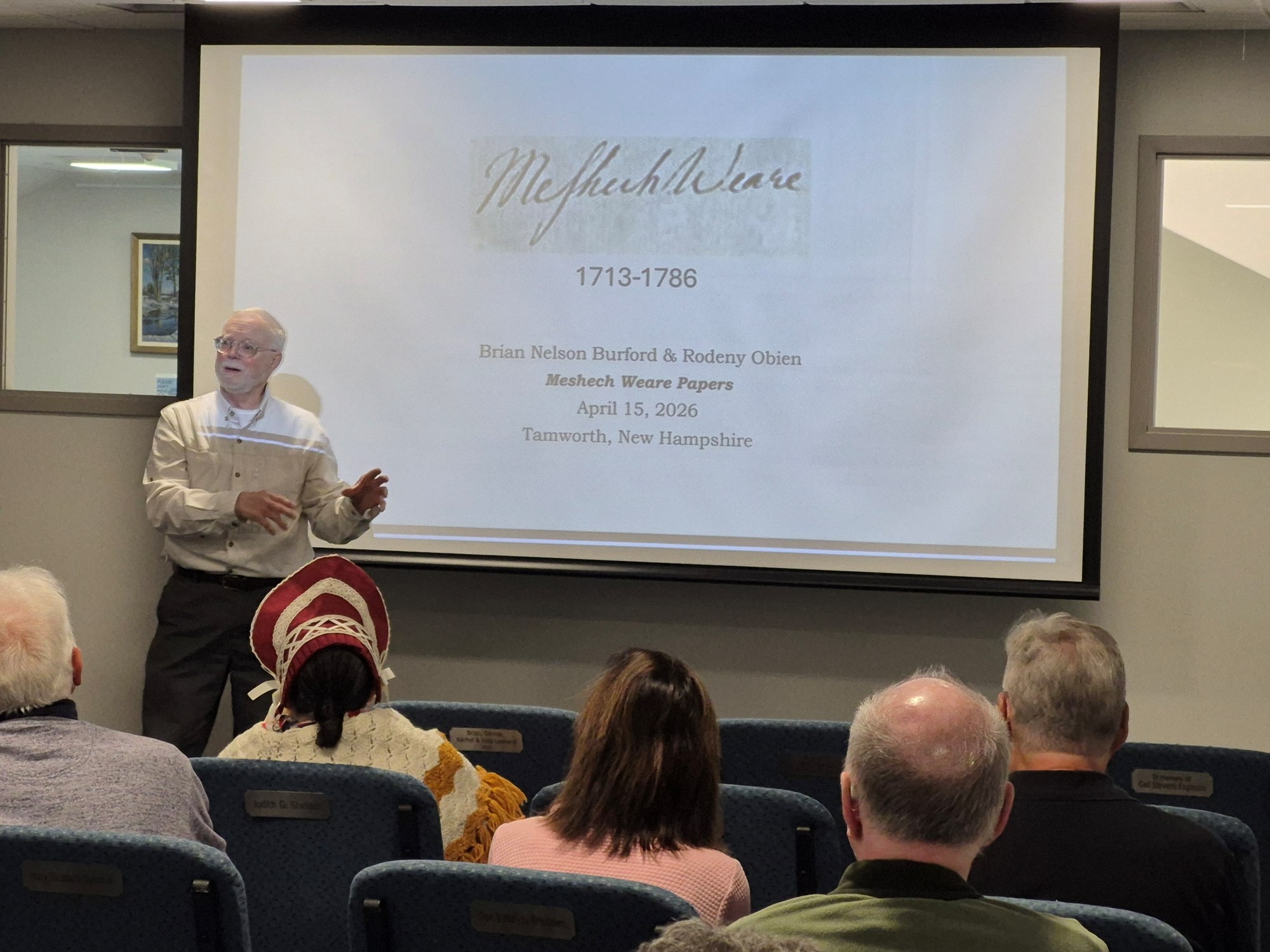Governor Meshech Weare presentation in the Meeting Room.
